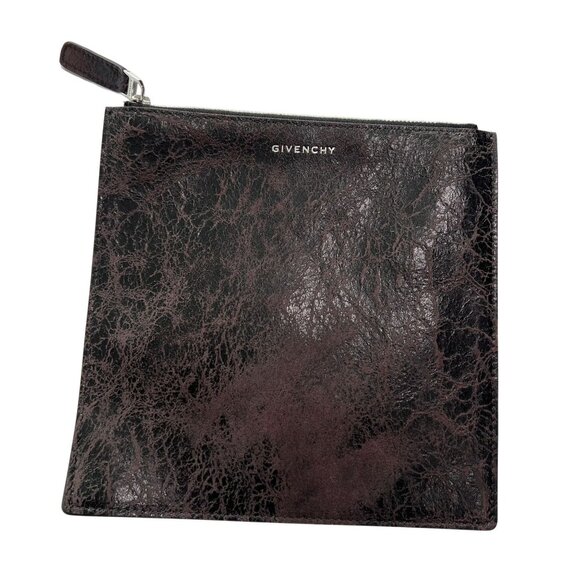 Givenchy Clutch Square Pouch in Black Distressed Leather - Picture 1 of 3